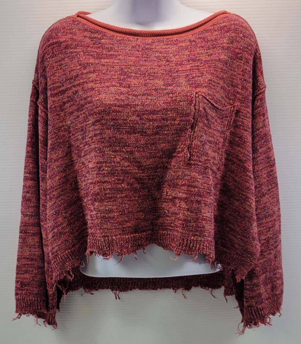 M7) Free People Woman Prism Spacedye Jumper Distressed Oversized Sweater XS